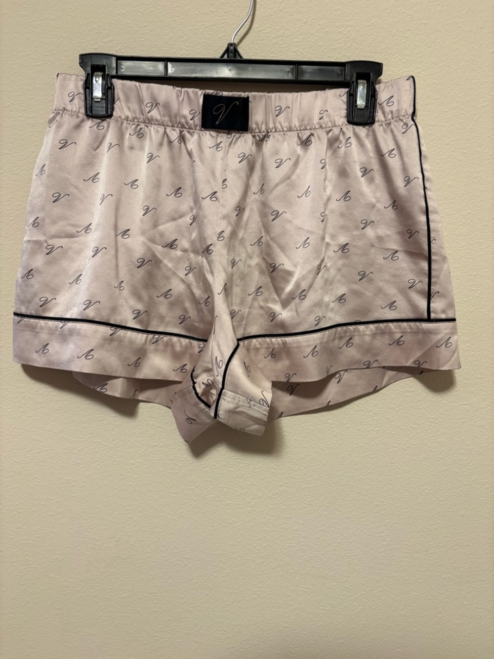 Victoria's Secret Pale Pink Satin Monogram Short Pajama